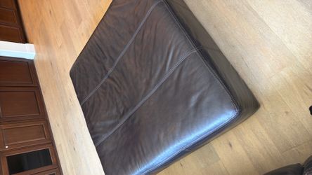 Large Leather Ottoman — Dark Brown