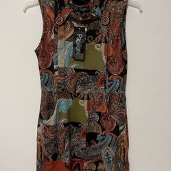 Papillion Blanc Cowl Neck Paisley Dress Sz Medium