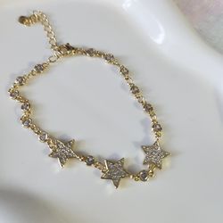 New Gold 0lated Crystal Stars Bracelet