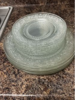Vintage Clear Pressed Glass Plates – Set of 12
