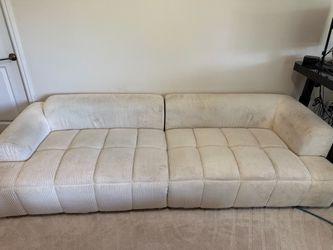 Oversized Cream Corduroy Sofa | Deep-Seated Modern Couch