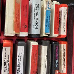 Vintage eight track tapes with case