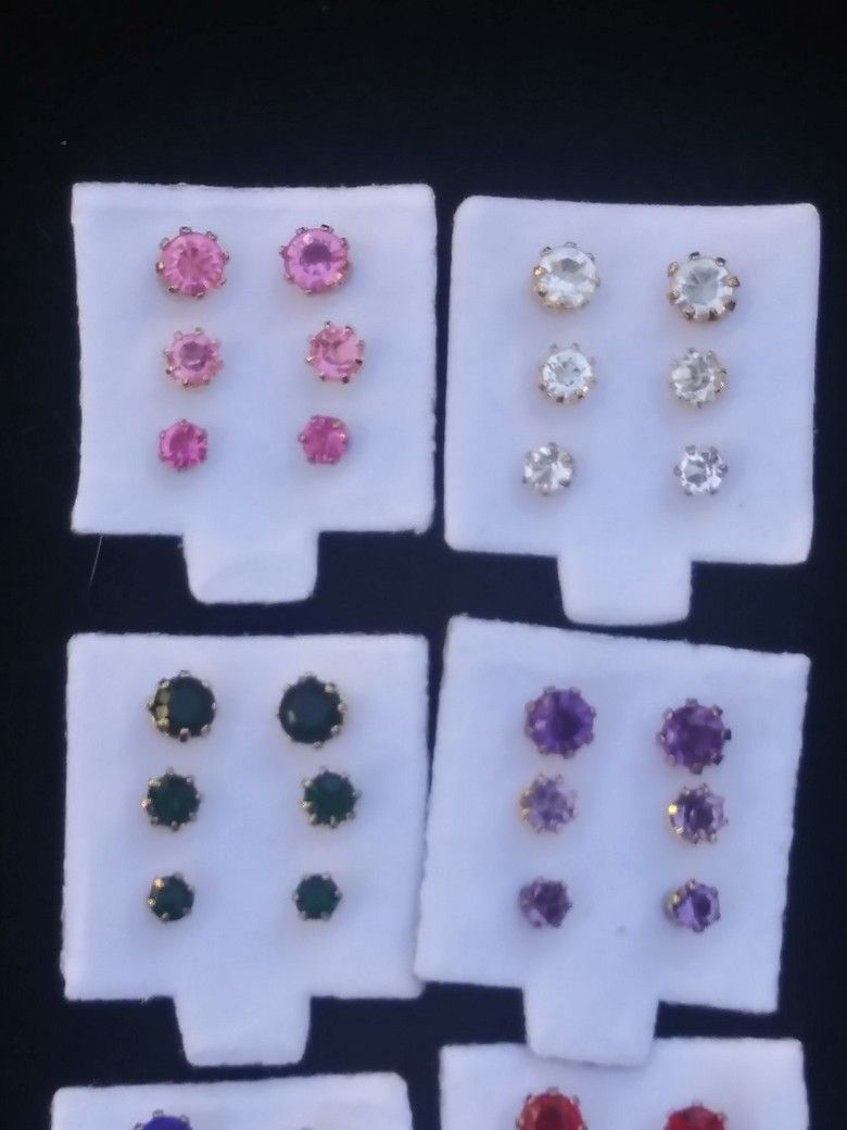 Multi-color rhinestone stud earring set