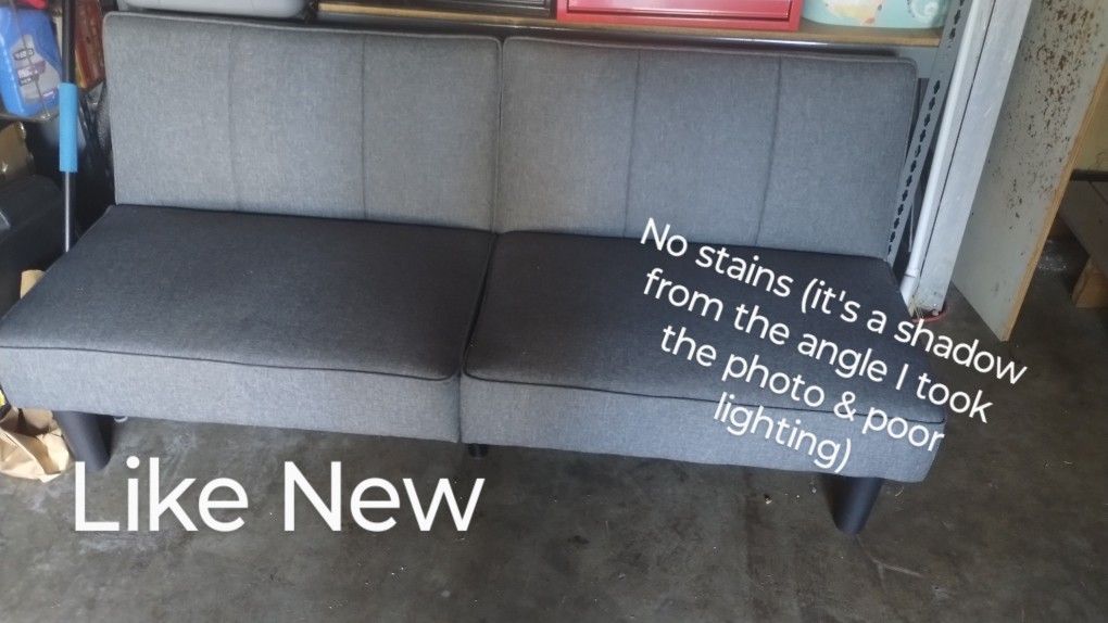 Mainstays 66" Studio Futon, Gray Linen Upholstery, Like New