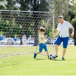 12 x 6' Steel Soccer Goal Net Steel Post Frame Backyard Football Training Set

