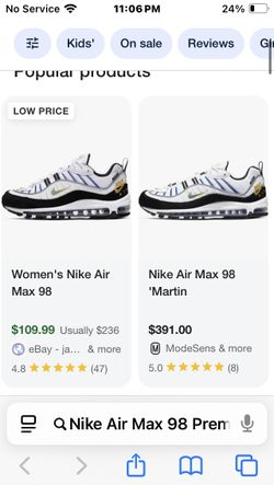 Size 7 Nike Air Max 98