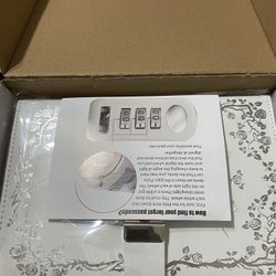 JunShop Lock Journal Diary Digital Password Notebook Leather Binder Diary with Combination Lock Print Bronzing (White)