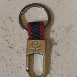 Brooks Brothers Keychain Key Fob Metal Red Black