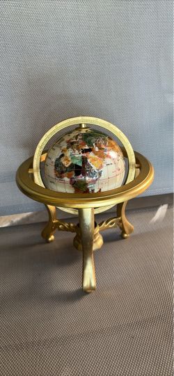 Mother of Pearl World Globe on Gold Stand