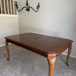 Stanley Vintage Solid Oak Dining Table w/ Leaves – Extends to 96”