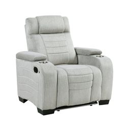WITH LED LIGHT ON BASE LIGHT GREY RECLINER CHAIR