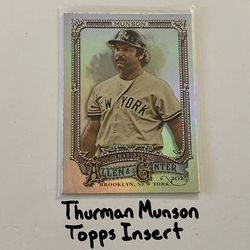 Thurman Munson New York Yankees Hall of Fame Catcher Topps Short Print Insert Card.