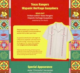 TEXAS RANGERS TONIGHT HISPANIC HERITAGE