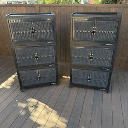 BROVIEW 360Qt Stackable Storage Bins with Lids, Plastic Closet Organizers Collapsible Storage Box