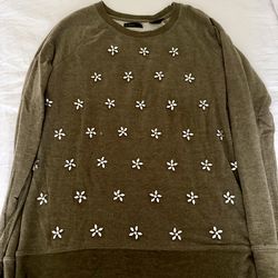 embellished top, olive green color