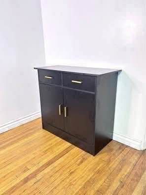 New Black Kitchen Cabinet, Storage Cabinet, Coffee Bar Accent Cabinets with 2 Drawer