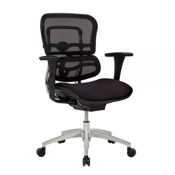 WorkPro 12000 Series Ergonomic Ergo Mesh/Fabric Mid Back Chair Black/Black