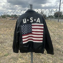 Mens leather Jacket usa 🇺🇸 flag