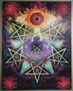 Trippy Occult Magick Witch Pentagram Art Canvas Print 