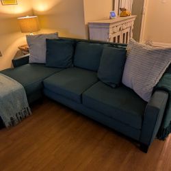 Macy's Teal L-Shape Sofa