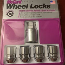 McGard Premium Chrome Wheel Lock Cone Seat Set (M12 x 1.5 Thread Size) – Set of 4 Locks  1 Key Part No. 24157