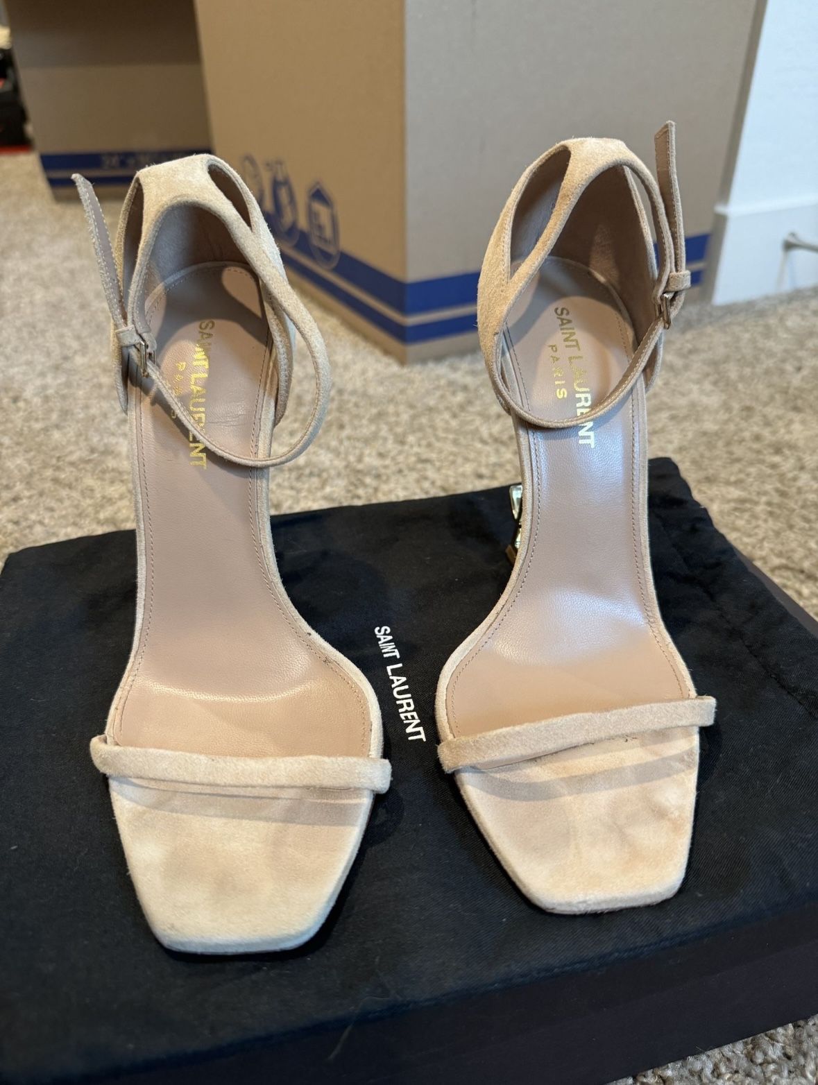 YVES SAINT LAURENT OPYUM SUEDE HEELS SIZE 37