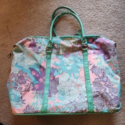 Kathy Van Zeeland Pink and Blue Floral  Handbag