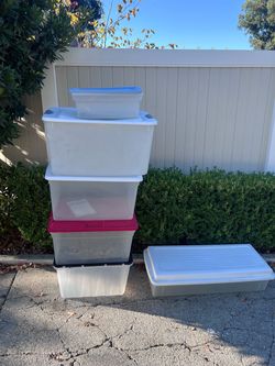Free!!!  A bunch of totes/  bins with lids