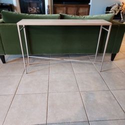 Travertine & Metal Console Table 