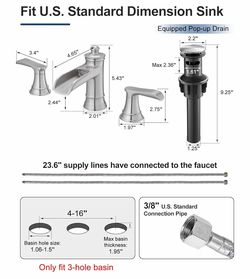 HEYMYTAP Brushed Nickel Waterfall Bathroom Faucet