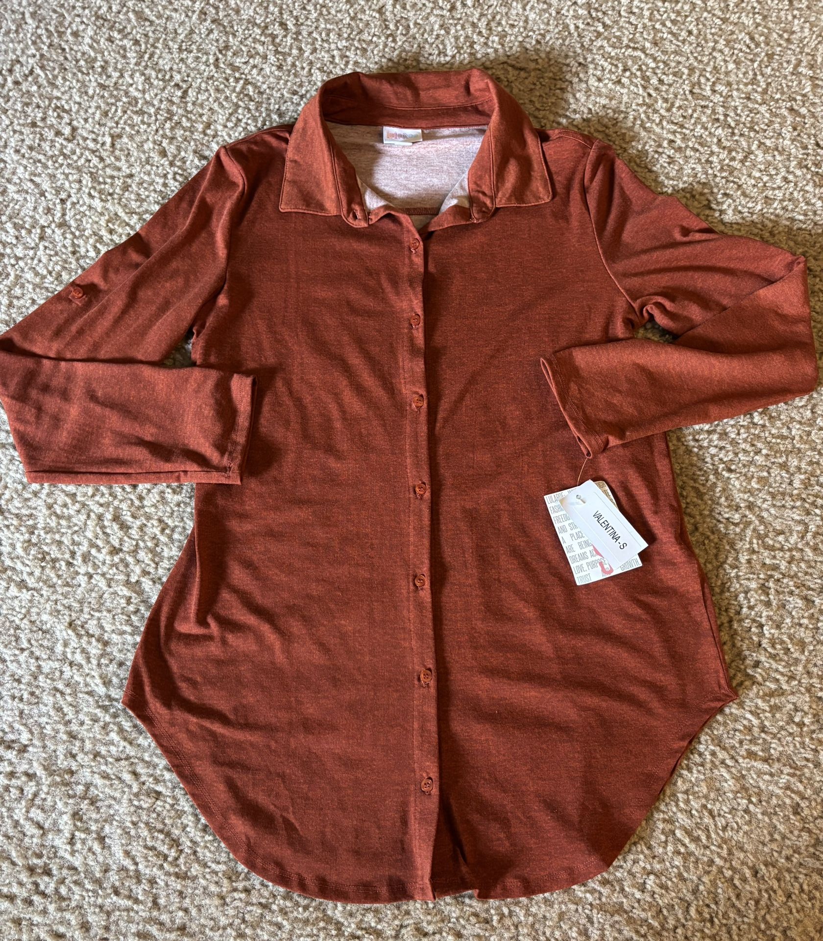 NWT! LuLaRoe Burnt Orange Valentina Shirt, Size S