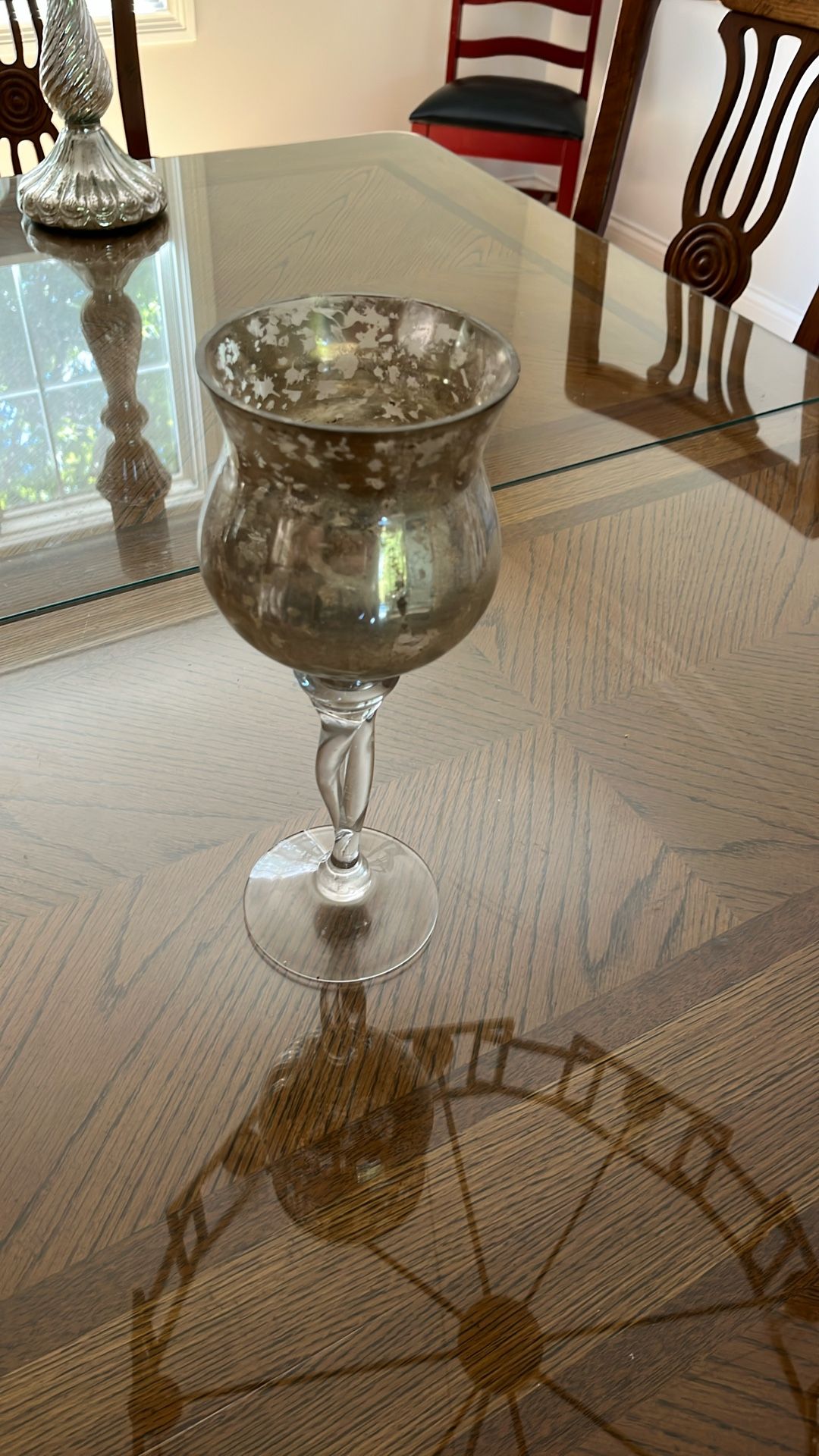 Fluted glass candle holder