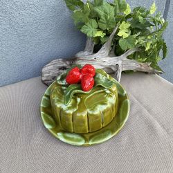 Vintage Pottery Cake Plate USA