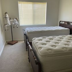 Xl Twin Cherry Wood Beds Complete With Mattresses And Box springs