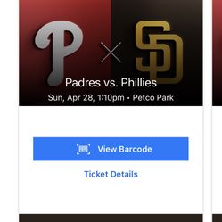 Padres / Phillies (x 4 Tix) @ 1:10PM Sunday 4/28 