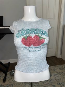Fresh Berries Smocked Graphic Crop Top