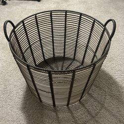 Rattan and Iron Storage Basket 