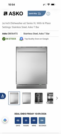 Asko 24-Inch Stainless Steel Dishwasher DBI564TS