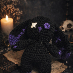 Goth Crochet Bunny Plush – Handmade Amigurumi