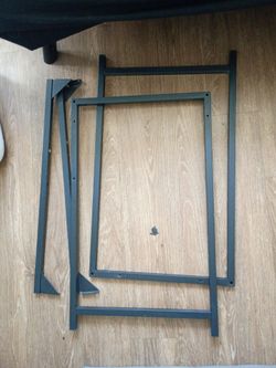 Black wooden desk metal legs pair.