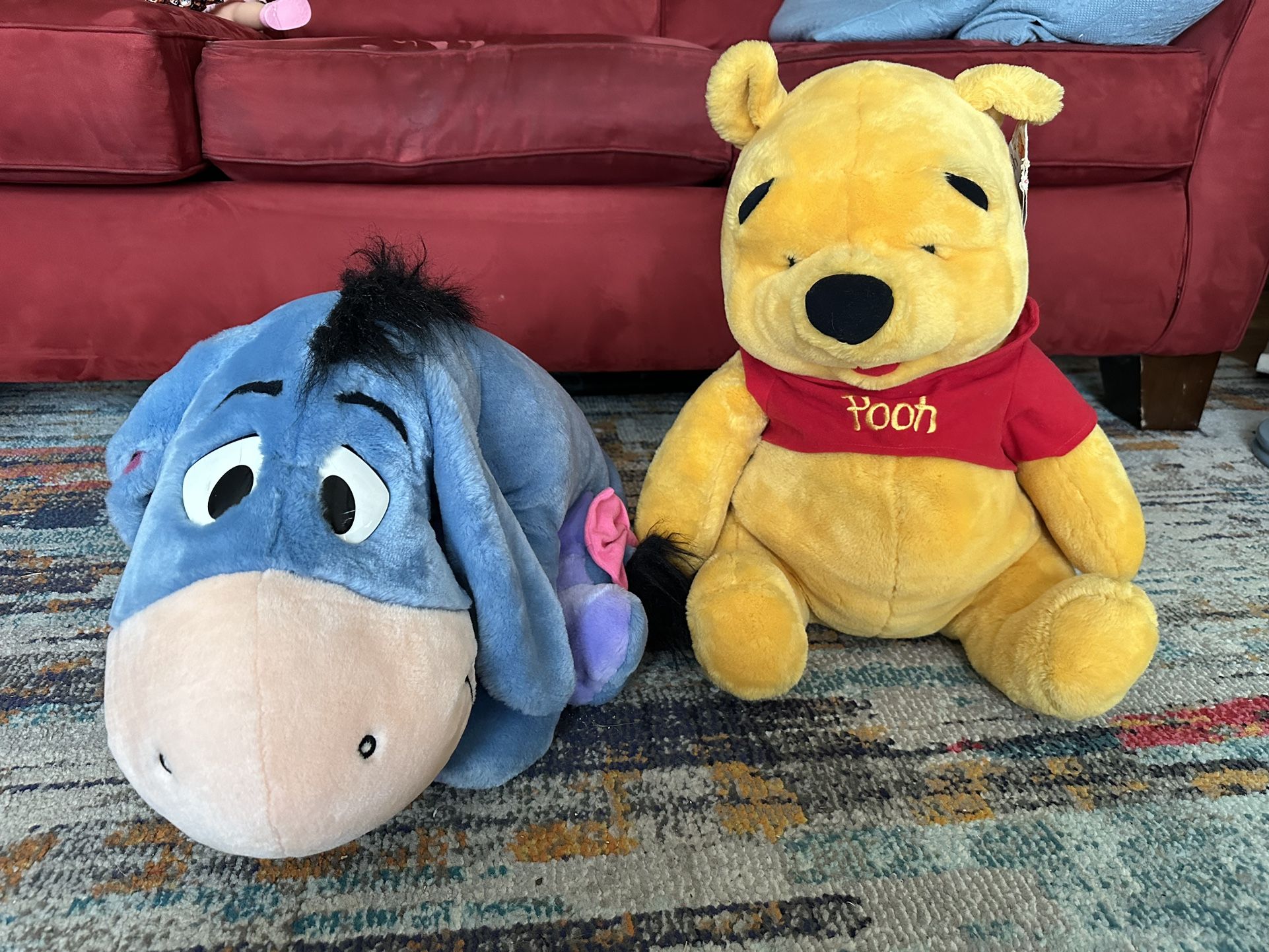 Large Winnie The Pooh And Eeyore Stuffed Animals From The 1990's