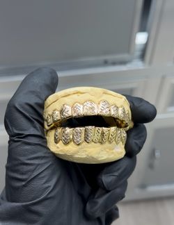 6 on 6 Real 10K Grillz on a Deal Diamond Cut with Diamond Dust