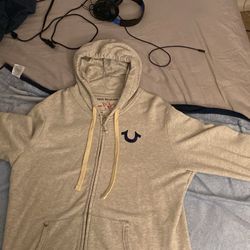 Large True Religion Men's Buddha Logo Zip Hoodie Sweatshirt