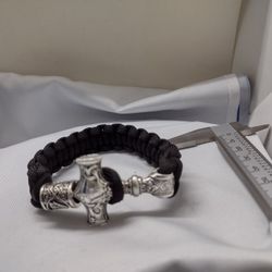 Thor's Hammer Black Woven Bracelet 