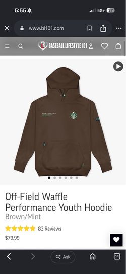 Baseball Lifestyle Off-Field Waffle Performance Youth Hoodie