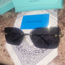Tiffany & Co. OTF3088 6203O0 Rimless Sunglasses – Black / Gold 
