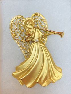 Vintage JJ Angel Brooch, It’s a Unique Piece Measurements 2 1/4” x 1.5”