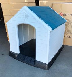 (NEW) $150 Waterproof Plastic Dog House for X-Large size pet Indoor Outdoor Cage Kennel 42x42x45 inches