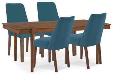 Lyncott Blue/Brown Extension Dining Table and 4 Chairs (Online Special Price)