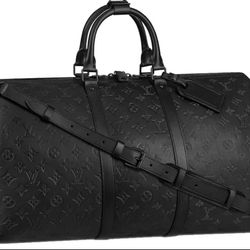 Louis Vuitton Keepall Bandoulière Duffle,  Black Leather Monogram 